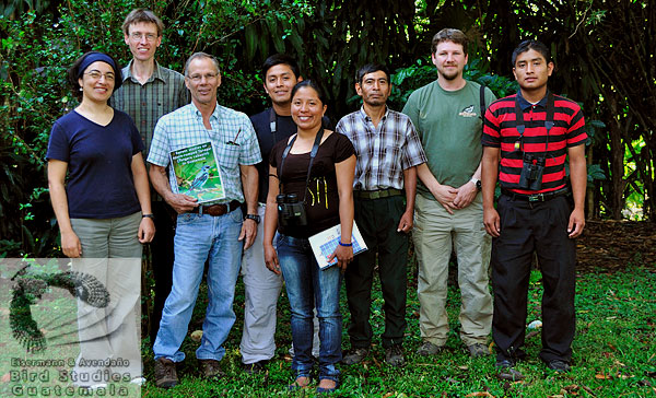 Team participating in our studies on Azure-rumped Tanager.